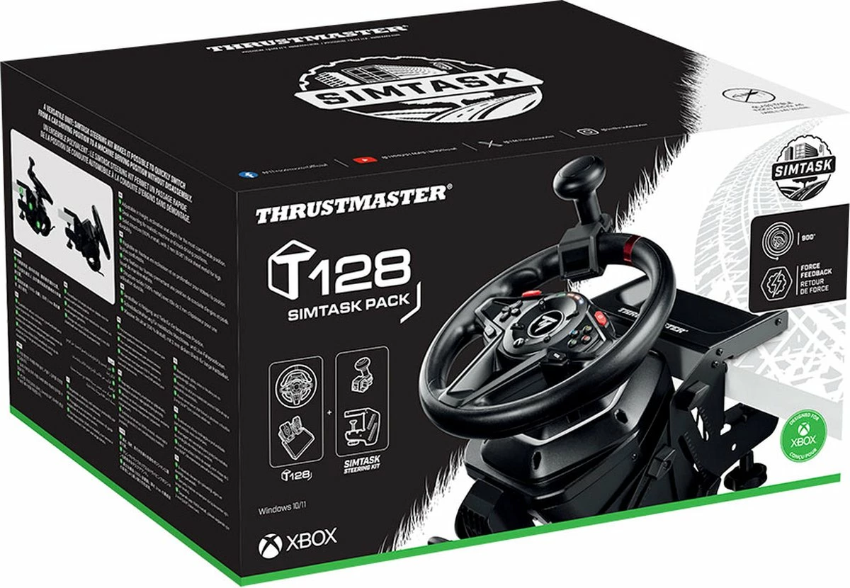 Volan simulimi Thrustmaster T128-X SimTask Pack, Force Feedback Hybrid Drive, pedale magnetike T2PM, Xbox Series X|S/Xbox One/PC, i zi, set