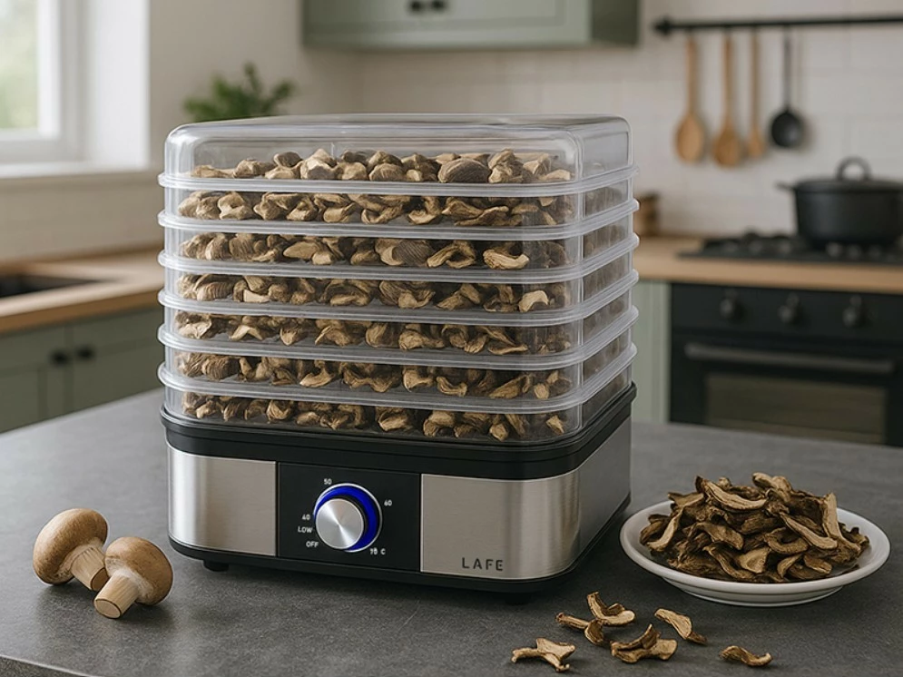 Tharëse ushqimi, Lafe, LAFPAR47689, 250 W, 5 tabaka, mbrojtje nga mbinxehja, e zezë/çelik