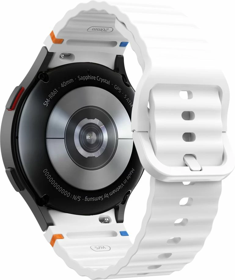 Rrip silikoni për smartwatch Tech-Protect për Samsung Galaxy Watch 4/5/5 Pro/6/7/FE, Bardhë