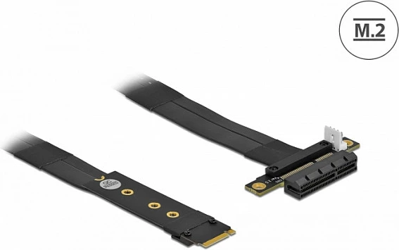 Adapter DeLOCK M.2 Key M në PCIe x4 NVMe, kabllo 20 cm, i zi