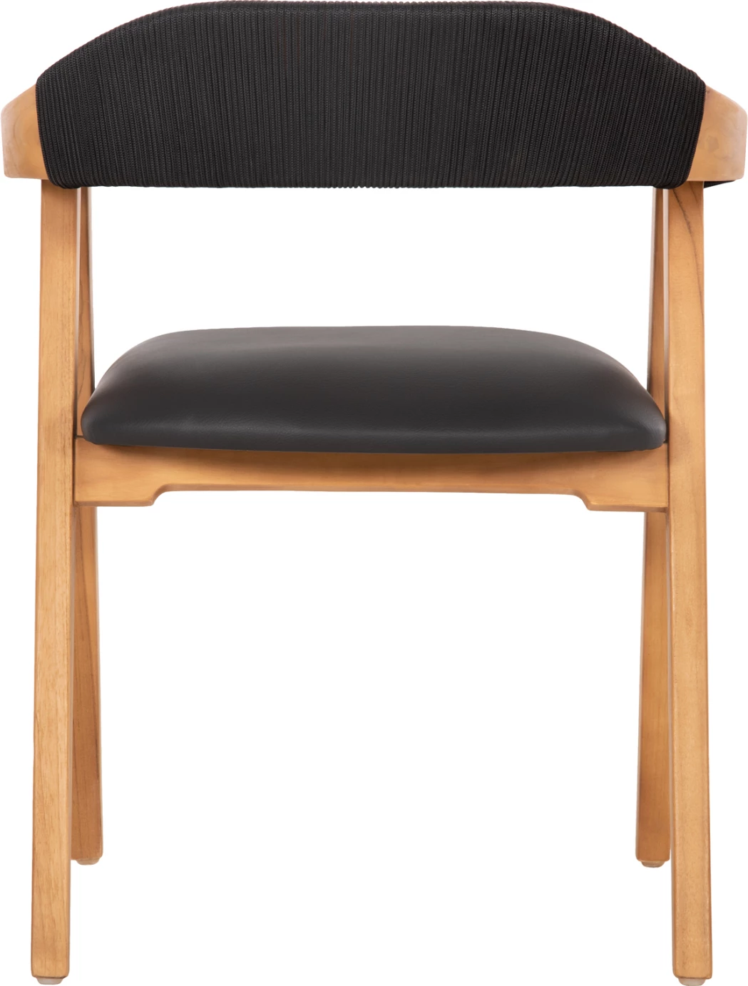 Karrige ngrënieje RIMINI FH9867.02 dru TEAK ngjyrë natyrale-me litar të zi & ndenjëse PU 60x61x76Hcm