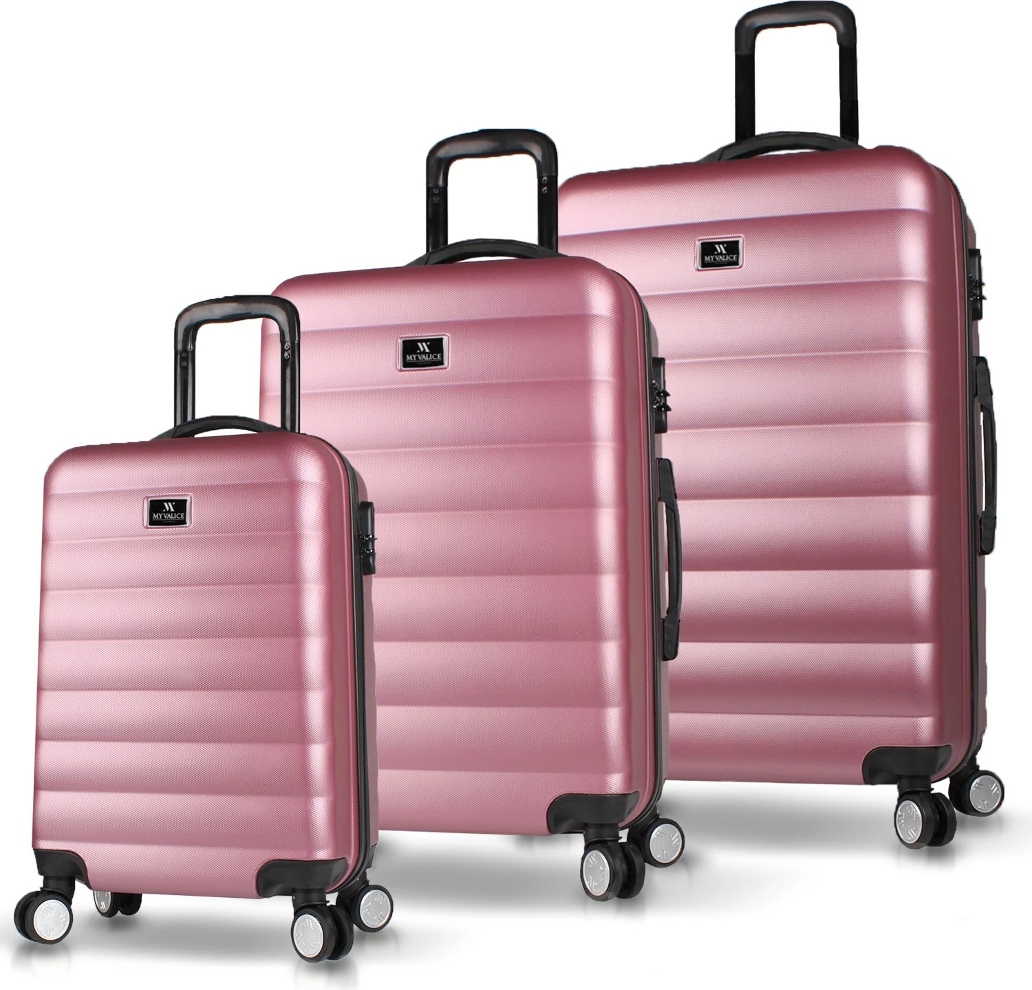 Set valixhesh (3 copë), ngjyrë rozë gold, Zoozie Bags, 6421