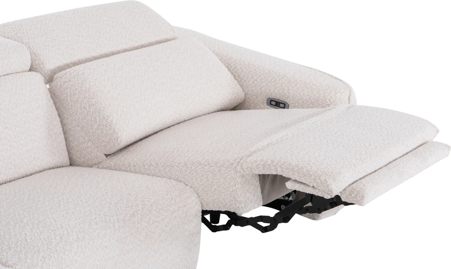 Këndore e majtë treshe me recline Valente, material teddy bezhë, CD3317.02L, 275x160x104cm