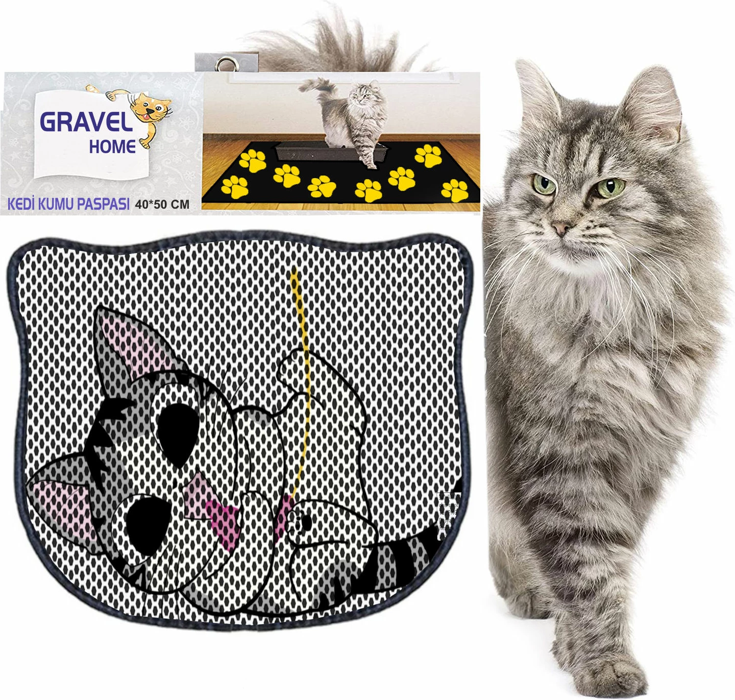Tapet për rërë mace, shumëngjyrësh, Paws & Whiskers, Kdkafa0138, 40x50cm