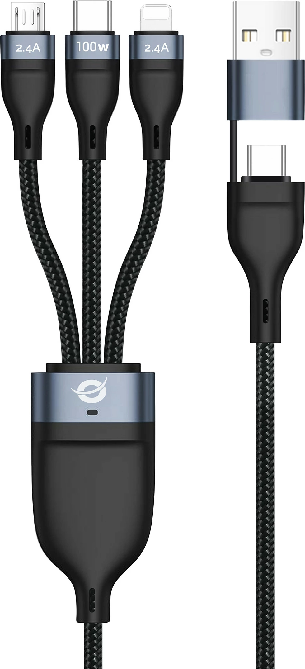 Kabllo karikimi Conceptronic ETTA06B15, USB-C 3-në-1 PD 100W 1.5m, e zezë