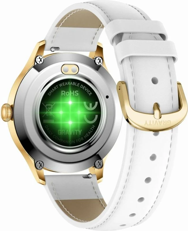 Smartwatch Gravity për femra, e bardhë e arit