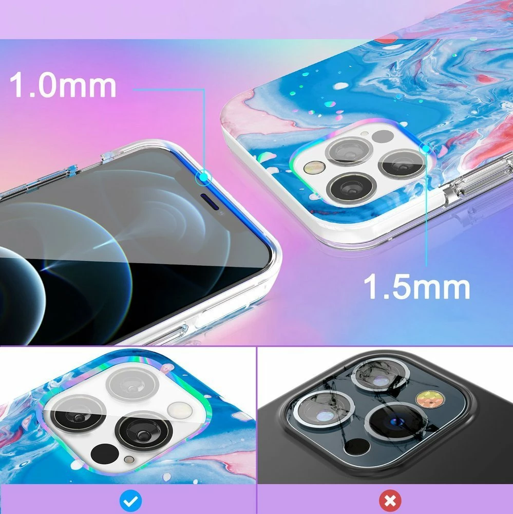 Mbështjellës Kingxbar Watercolor Series për iPhone 12 Pro Max, Blu-Rozë