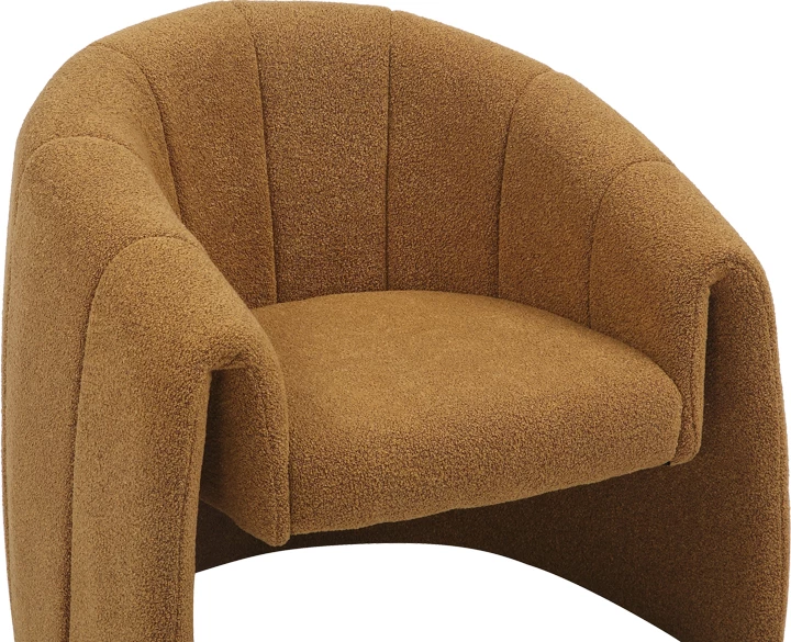 Fotel Fassy, stof boucle, ngjyrë mustard, 80x66x80cm