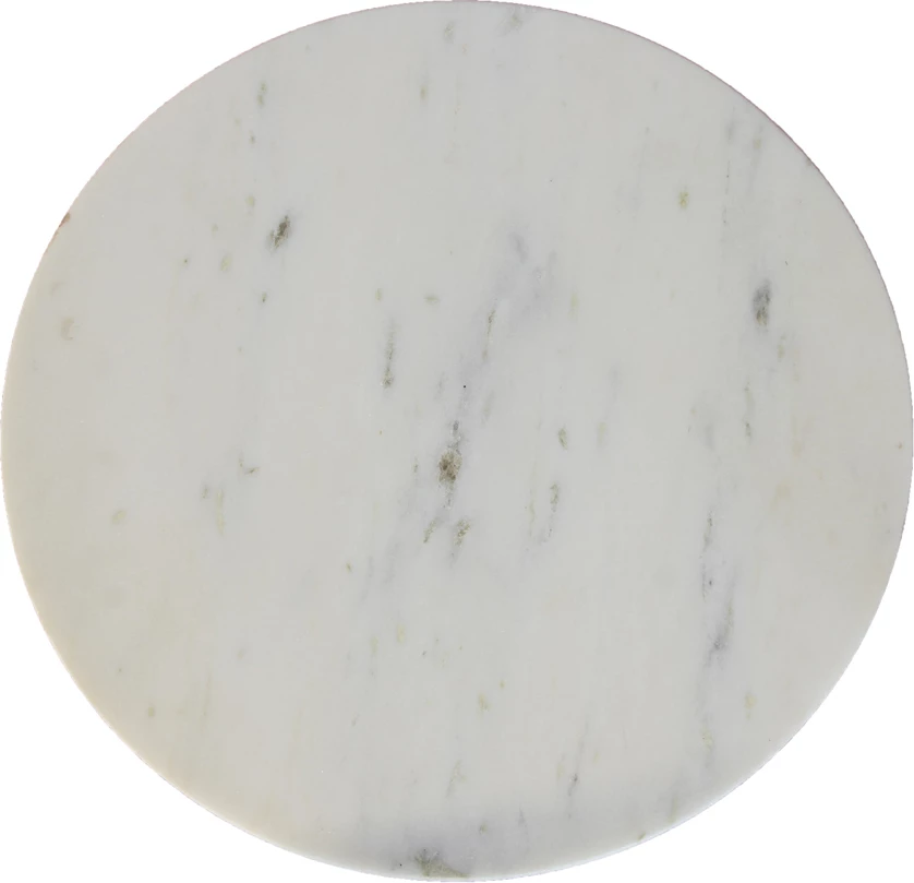 Tavolinë anësore Savoa, mermer i bardhë, dru akacie, 60x60x45