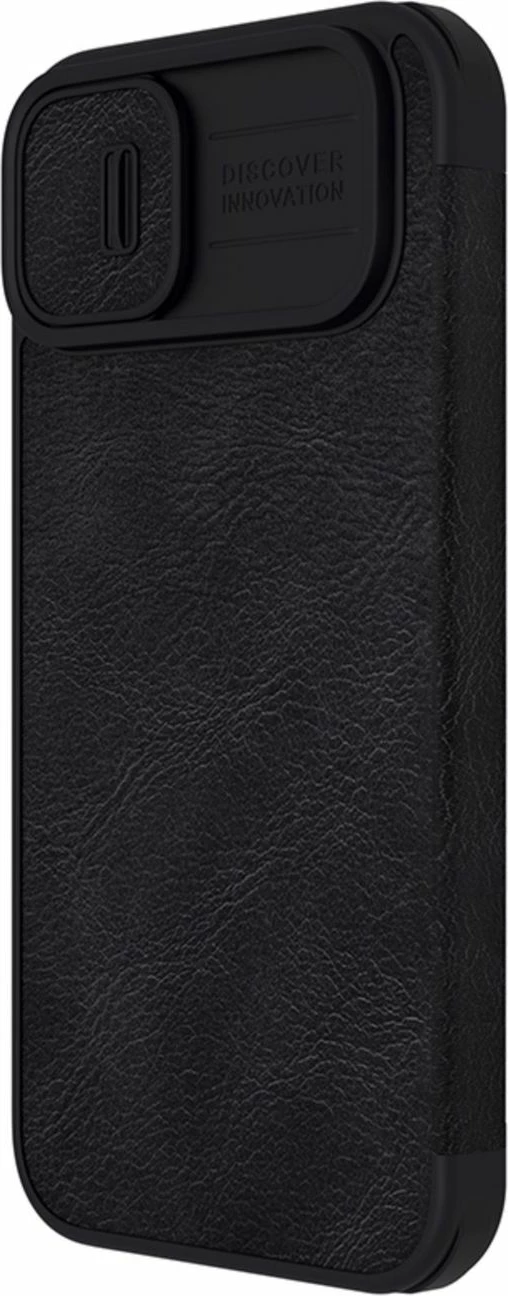 Mbështjellës Nillkin Qin Leather Pro Case për iPhone 14 Plus, me kapak kamere, e zezë