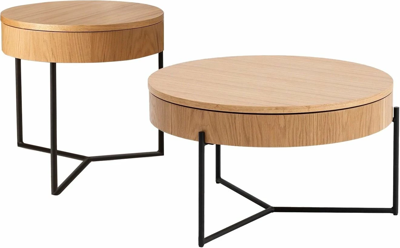 Set tavolinash ndihmëse, 2 copë, Hanah Home Islo, ngjyrë natyrale