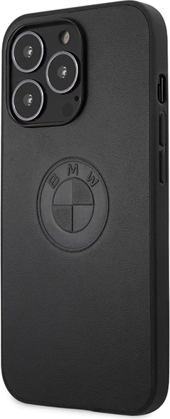 Mbështjellës BMW Leather Embossed për iPhone 13 Pro / iPhone 13, e zezë