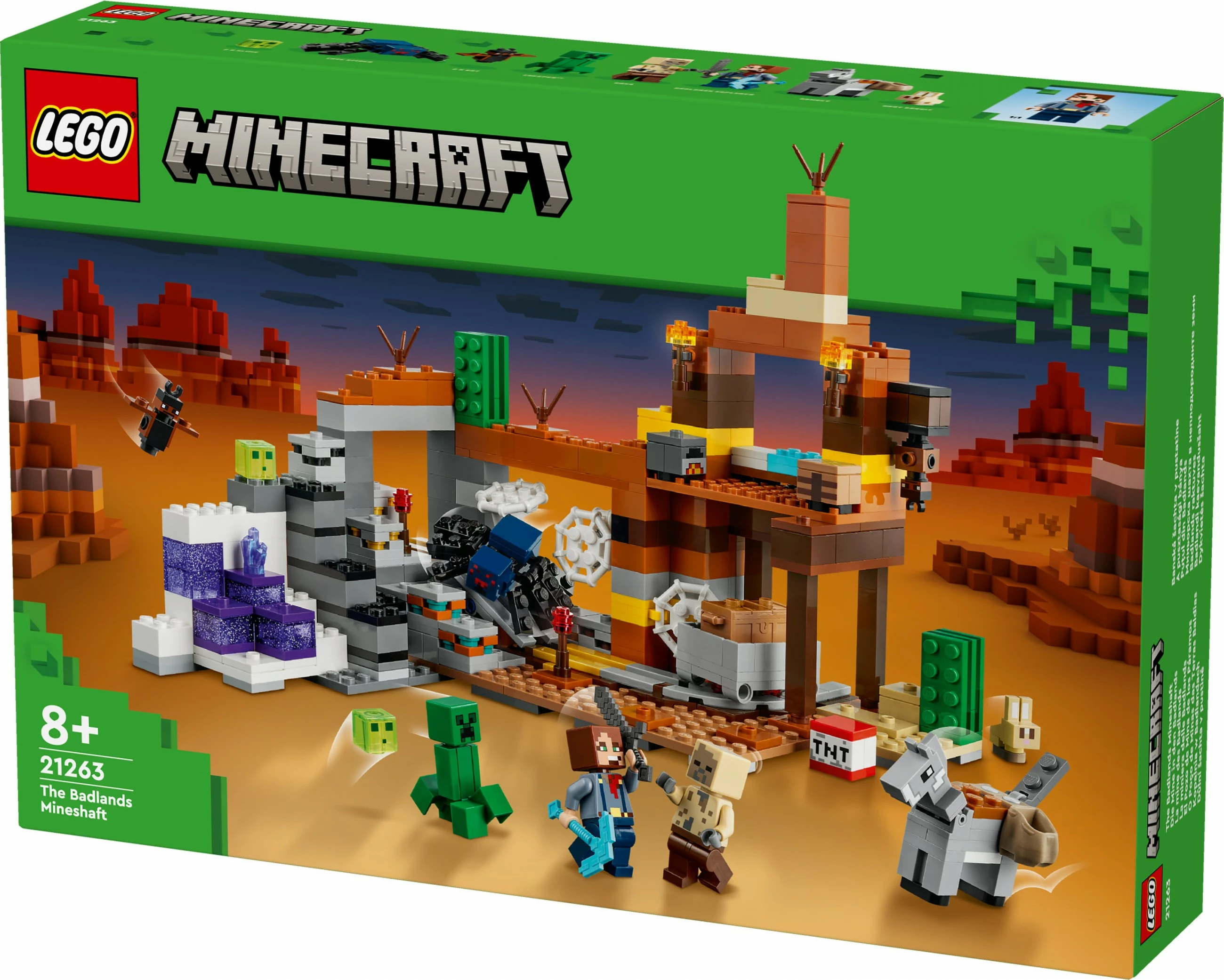 Set ndërtimi LEGO Minecraft 21263 The Badlands Mineshaft, shumëngjyrësh