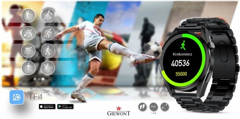 Smartwatch Giewont për meshkuj, i zi