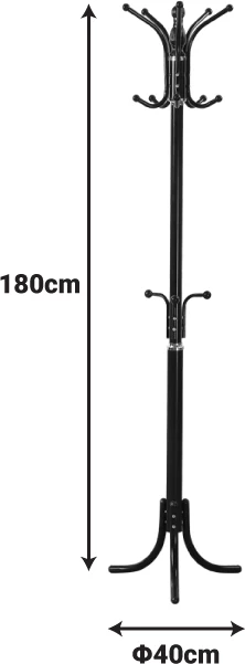 Varese për rroba Mendora, metal i zi, 40x40x180cm