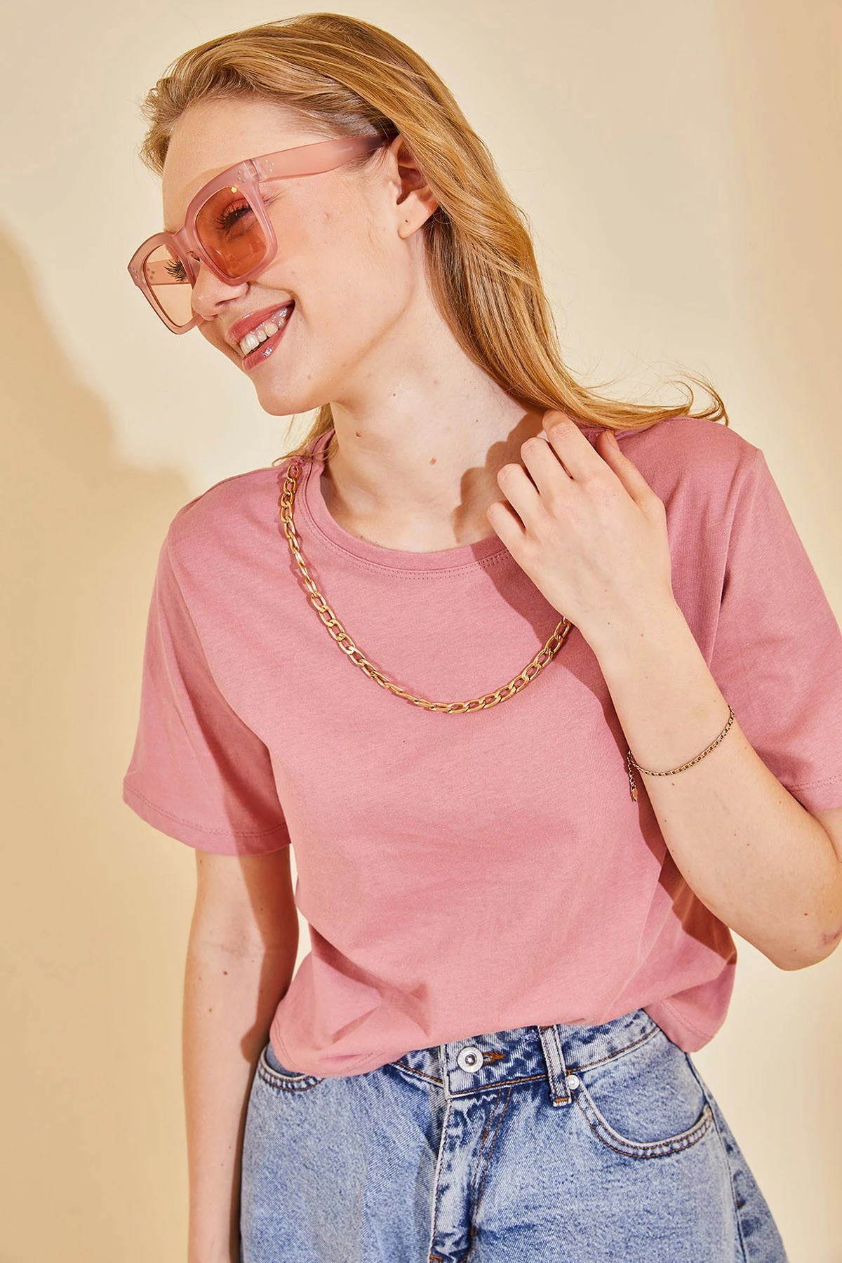 Bluzë për gra, ngjyrë pluhur, Jumeon, X128101