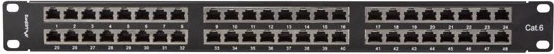 Paneli i Patcheve Lanberg PPS6-1048-B, 19" 1U kat.6 ekranuar FTP me 48 porta, ngjyrë e zezë