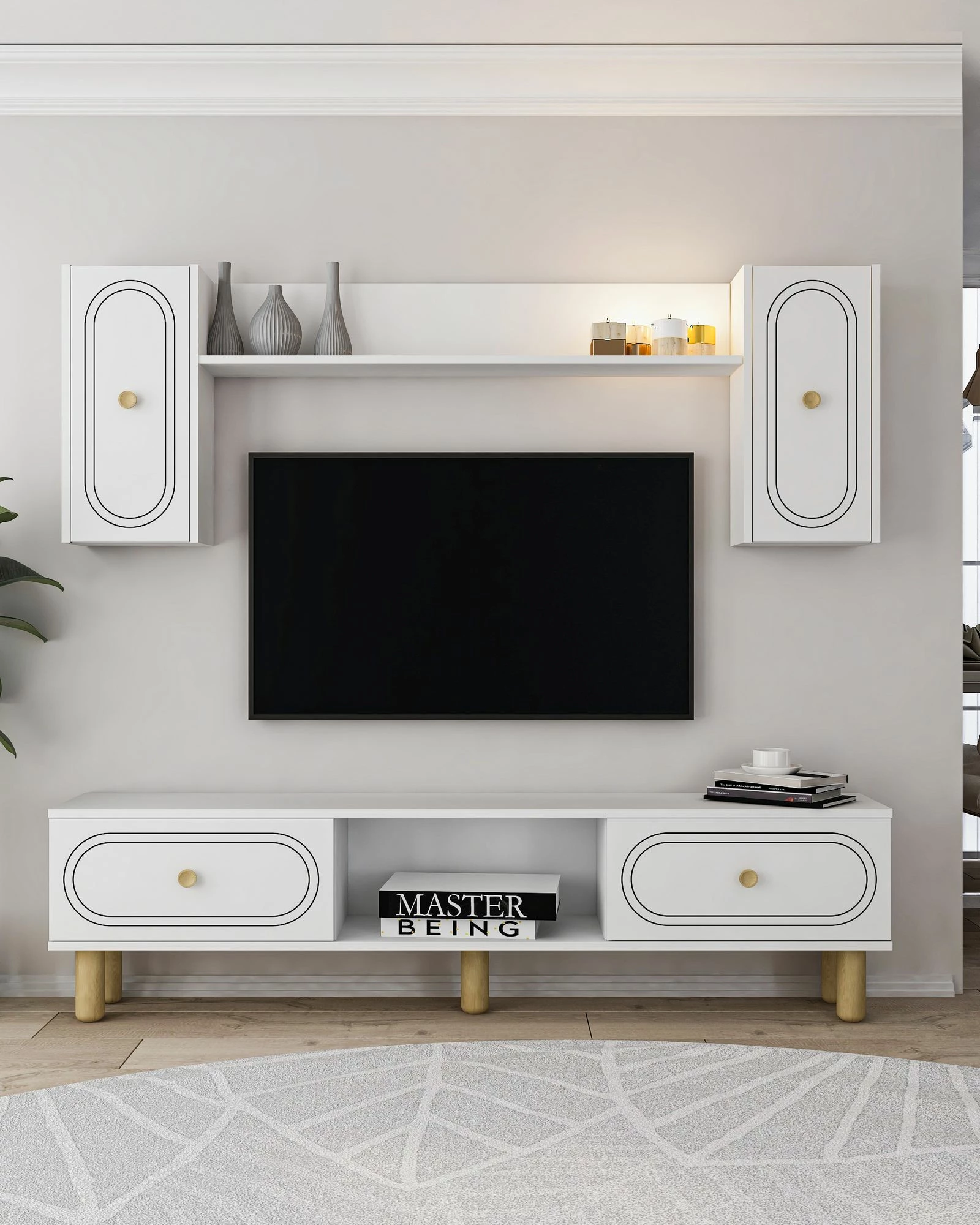 Njësi TV Skye Decor, ngjyrë e bardhë, Polen Bohem