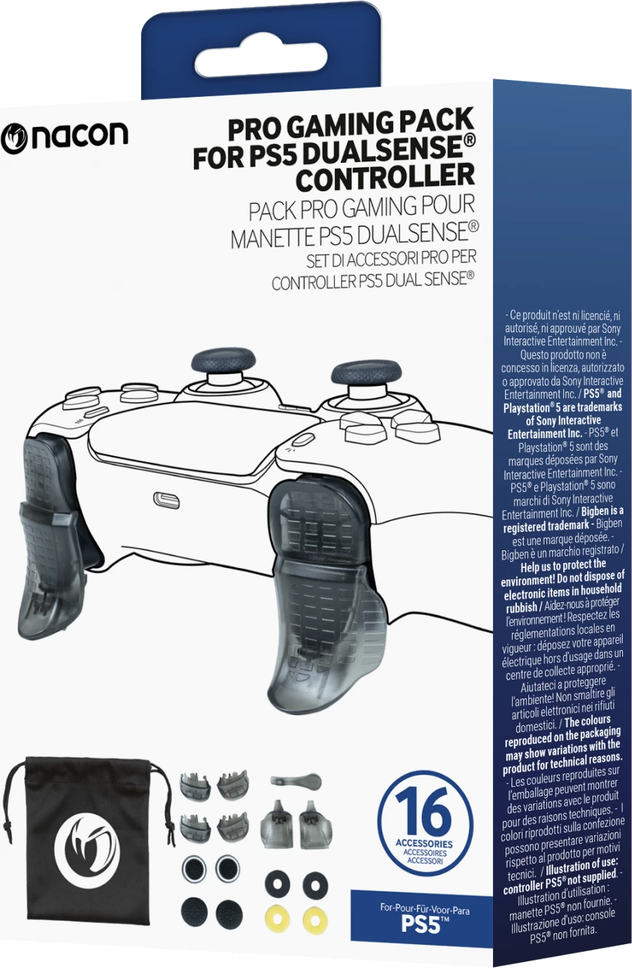 Kit aksesorësh për kontroller PS5 DualSense Nacon Pro Gaming Pack (Trigger Stop Kit), 9 sete