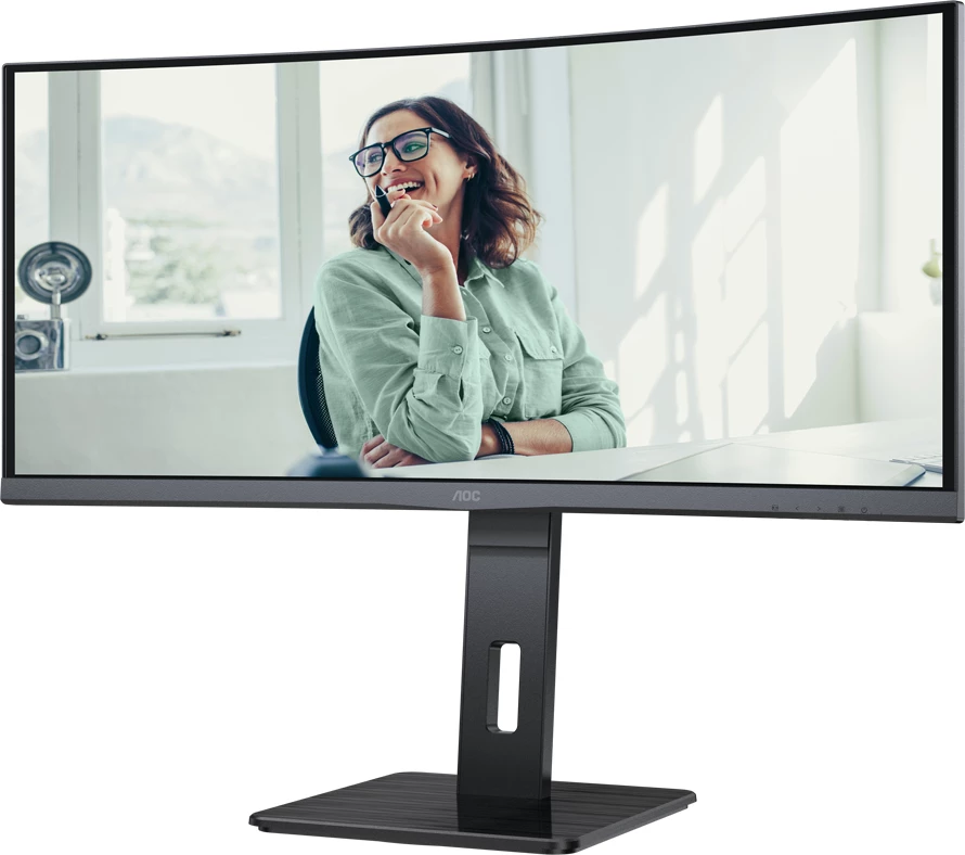 Monitor AOC CU34P3CV 34\" i lakuar VA 3440x1440 100Hz USB-C 65W me KVM, RJ45, altoparlantë, i zi