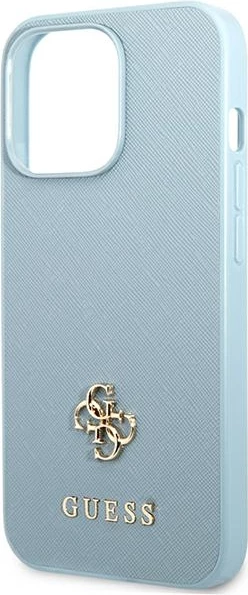 Mbështjellës Guess Saffiano 4G Small Metal Logo për iPhone 13 Pro / 13, Blu