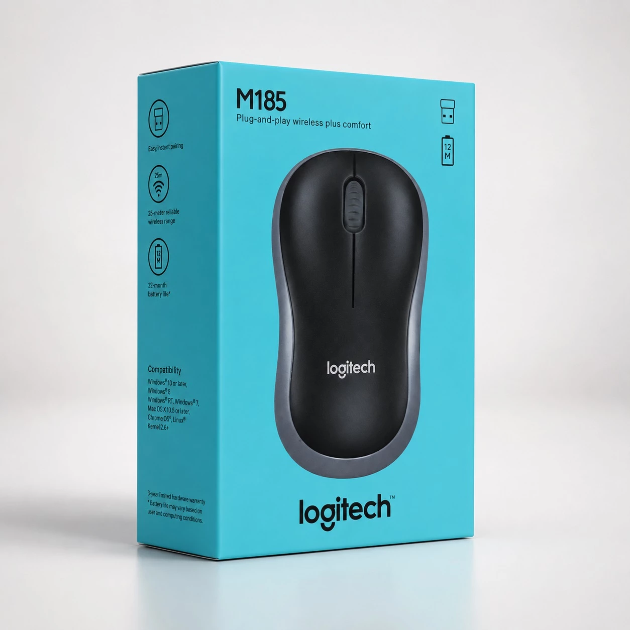 Maus Wireless Logitech M185 me Nano Marrës USB - i zi/gri