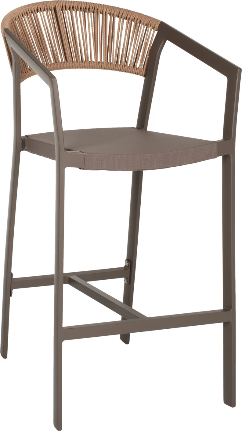 Karrige për bar alumini me krahë, ngjyrë shampanje, tekstilene PE rattan, 56x58x105Hcm, FH5892.23