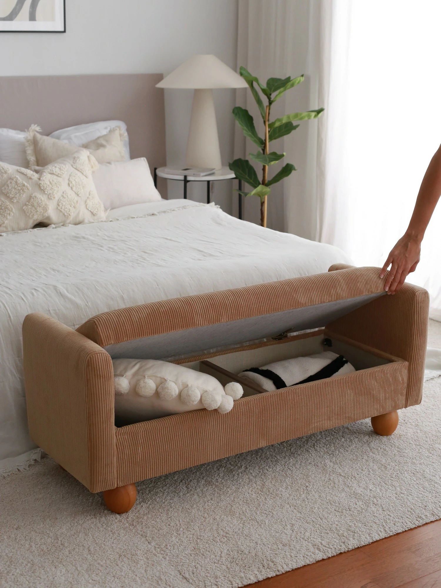 Bankë Atelier del Sofa, me sandik, ngjyrë camel