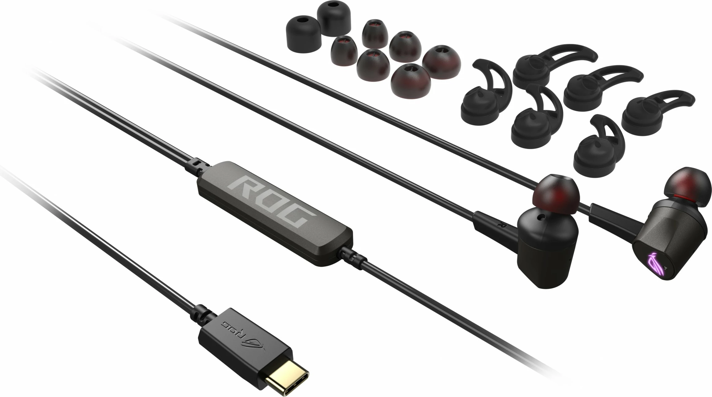Kufje gaming ASUS ROG CETRA II, me kabllo, USB Type-C, ANC, RGB, të zeza