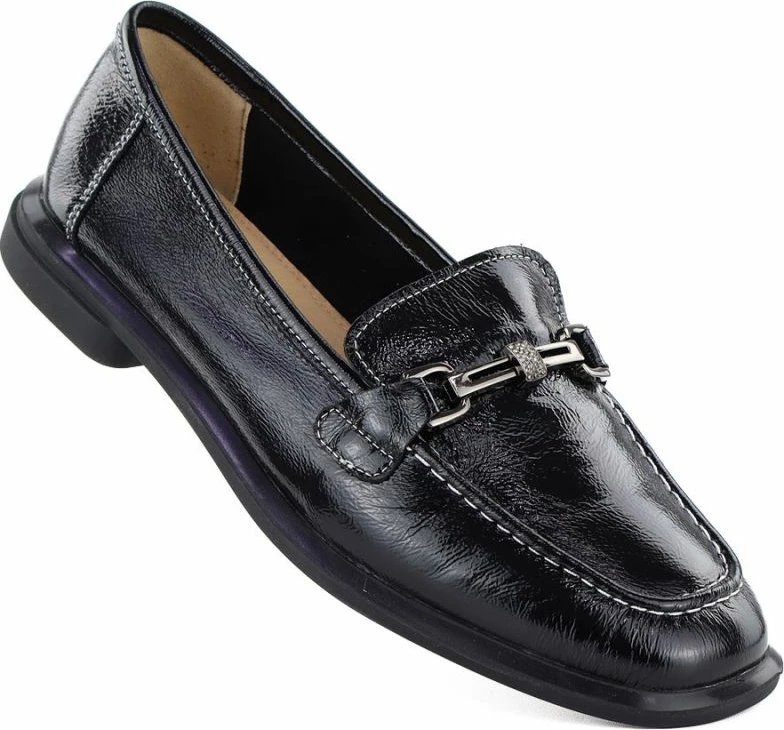 Këpucë lëkure për femra Vinceza 86429, të zeza