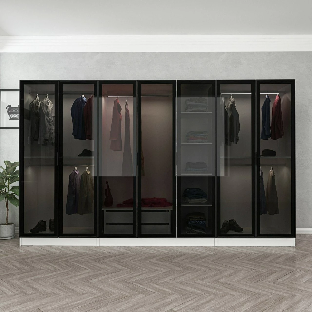 Dollap Skye Decor, i bardhë e zi, 315x190x52cm