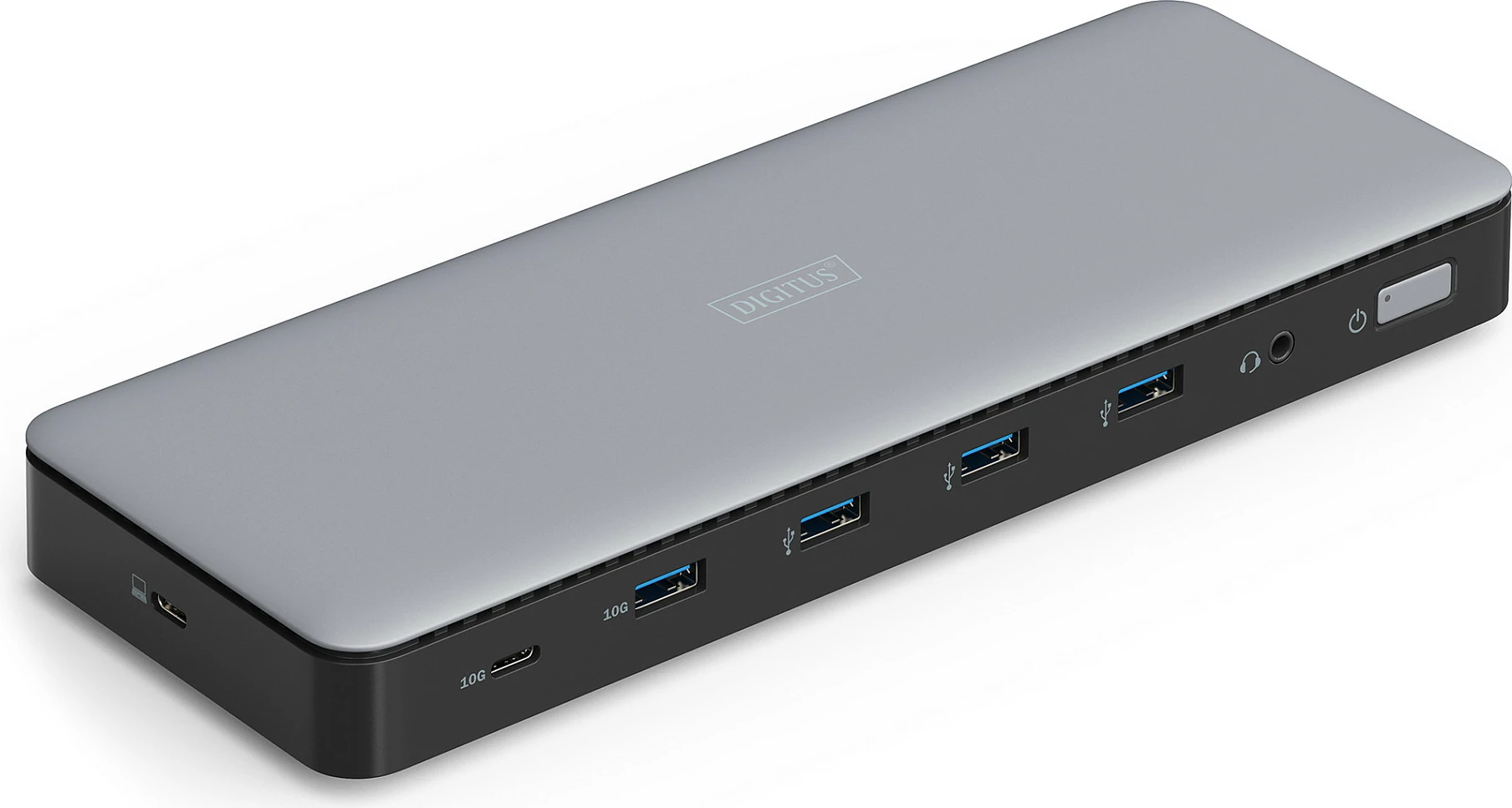 Docking station Digitus USB-C 3.2 Gen 2, 4K HDR, 3x HDMI, 2x DP, RJ45, audio, me adapter rryme, argjendtë