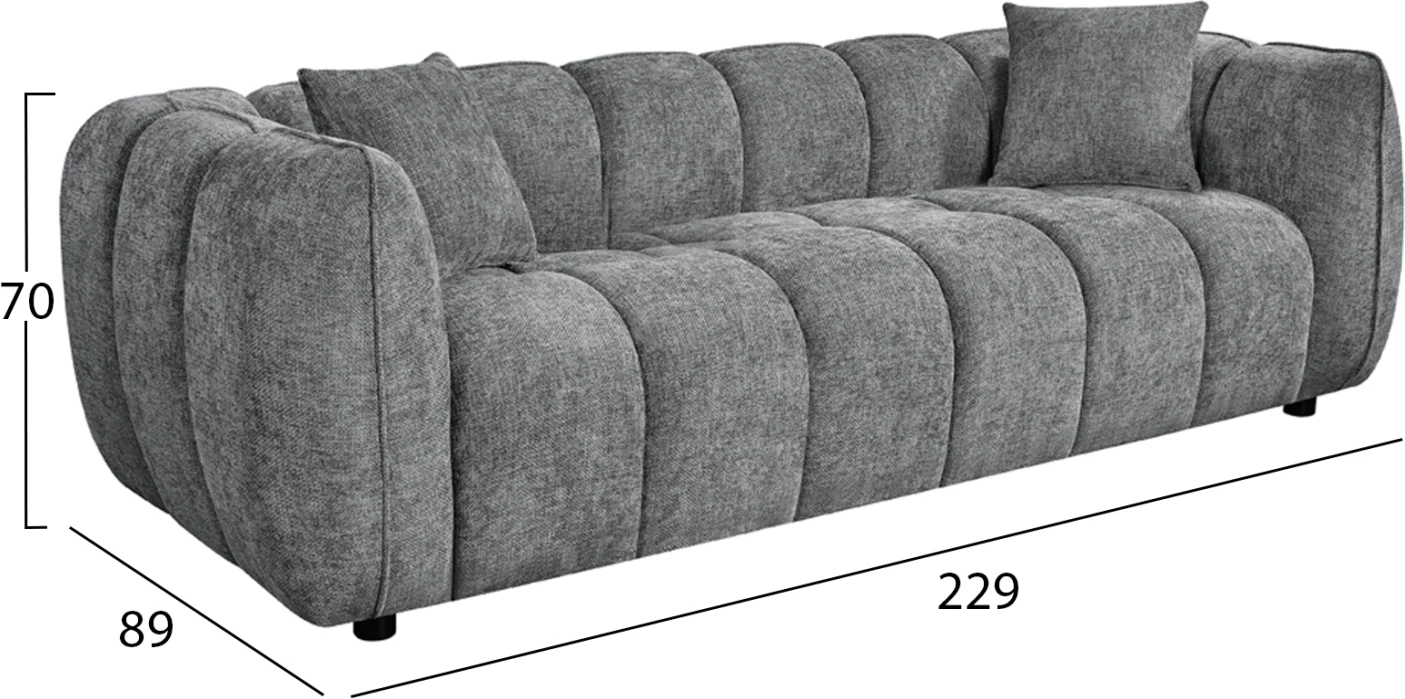 Divan treshe LYKKE, material gri, FH3323.01, 229x89x70cm