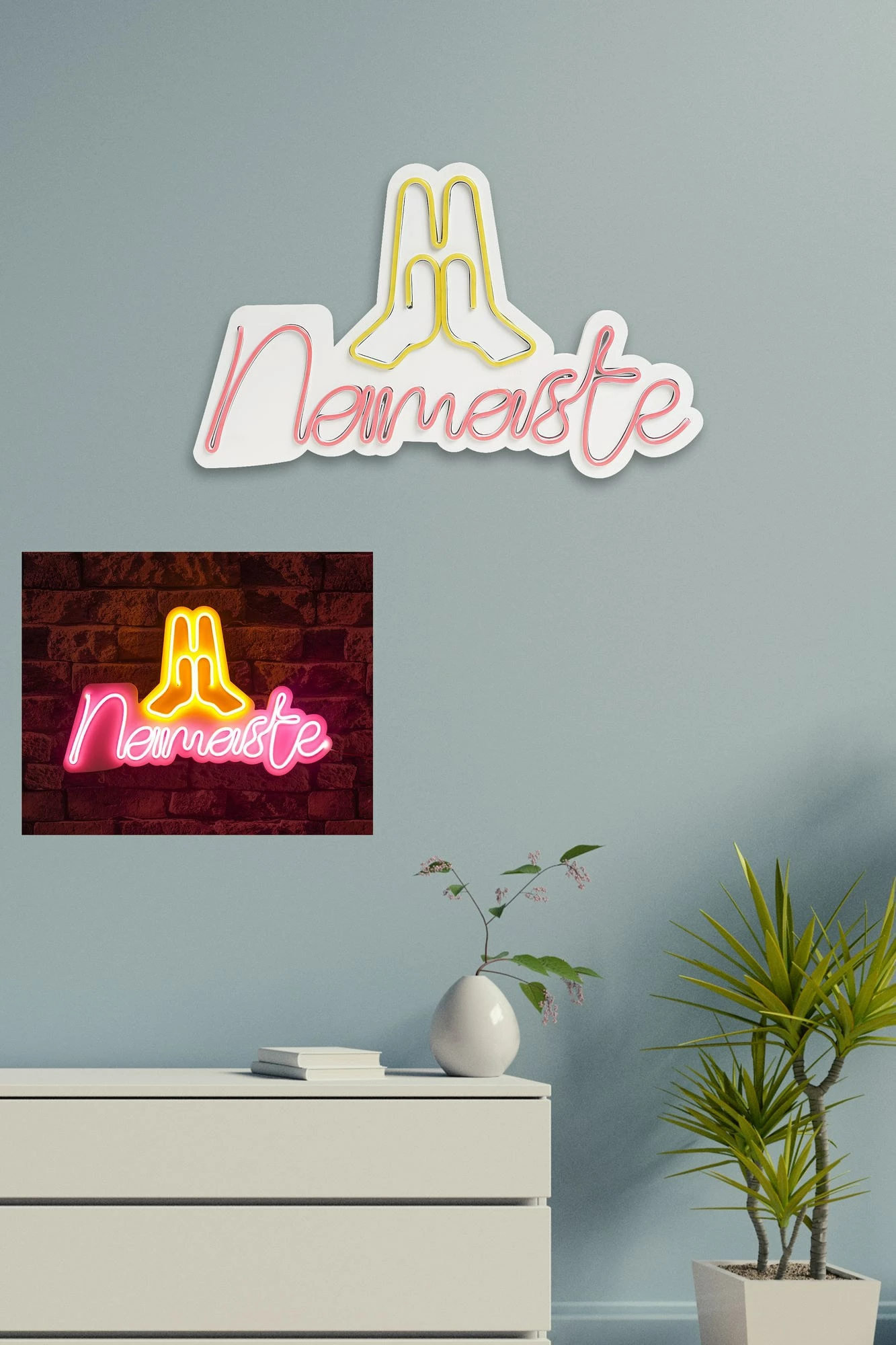 Dritë dekorative LED plastike, Namaste, rozë dhe e verdhë
