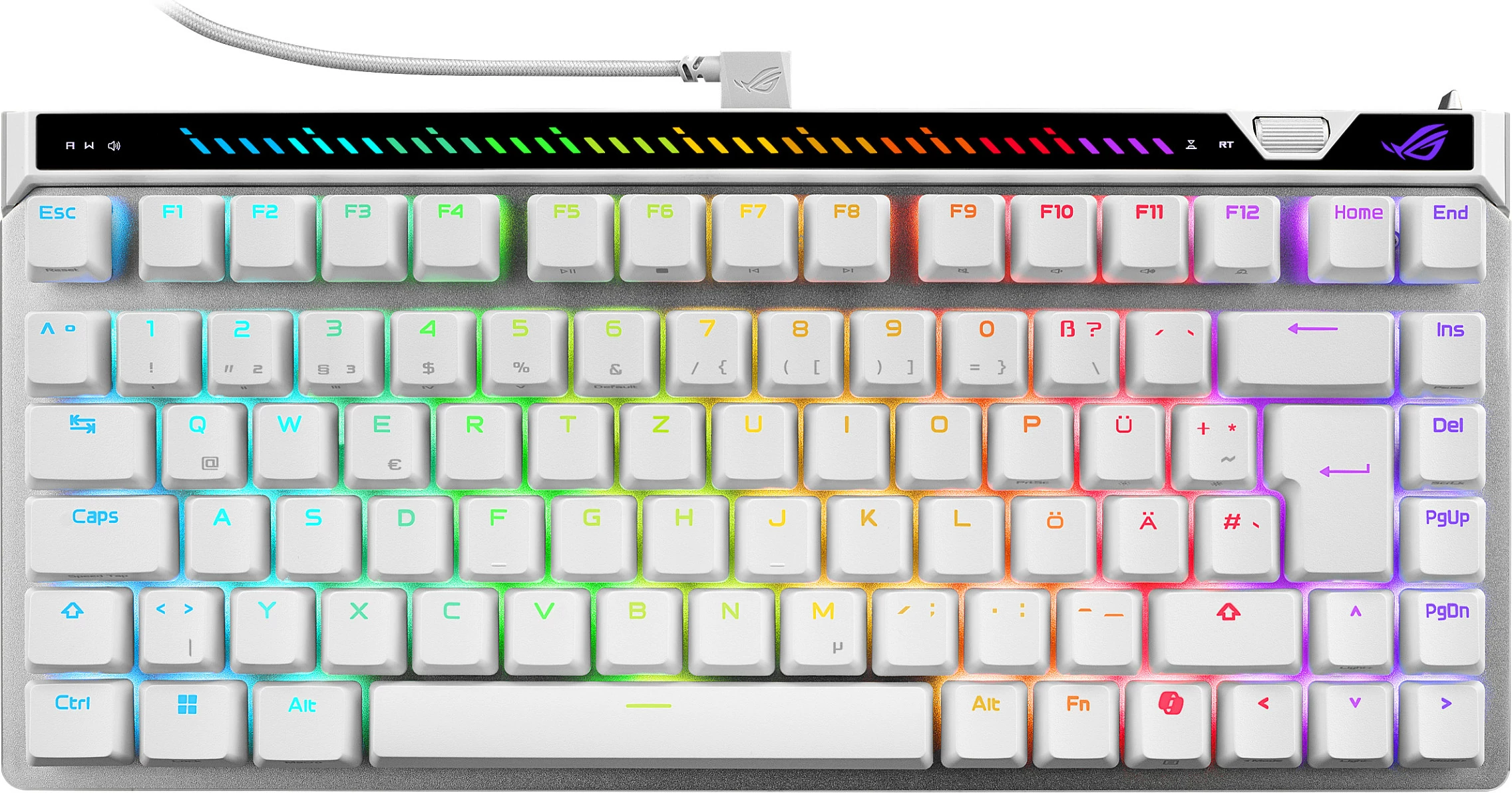 Tastierë gaming ASUS ROG Falchion Ace 75 HE, QWERTZ (DE), switch magnetik ROG HFX V2, RGB, USB-C, e bardhë