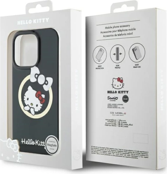 Mbështjellës Hello Kitty IML Fun Bow MagSafe për iPhone 16 Pro, Zi