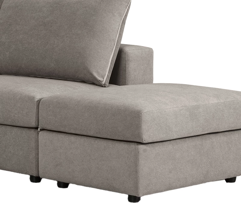 Divan polymorfik i kthyeshëm London, pëlhurë gri, jastëkë gri të çelët, 296x246x95 cm