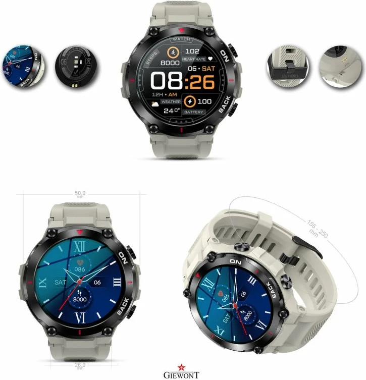 Smartwatch sportiv Giewont, gri