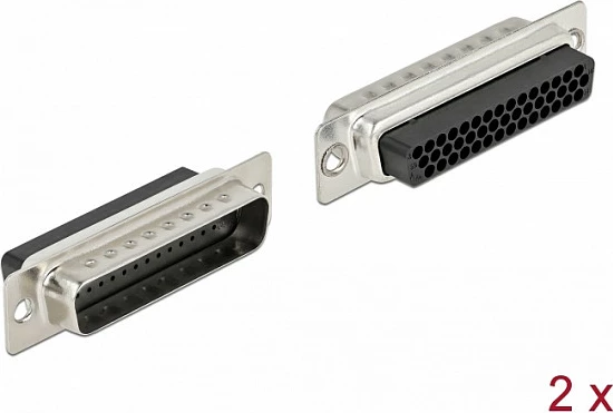 Konektor D-Sub HD 44-pin DeLOCK, femër, metal, 2 copë, zi/argjend