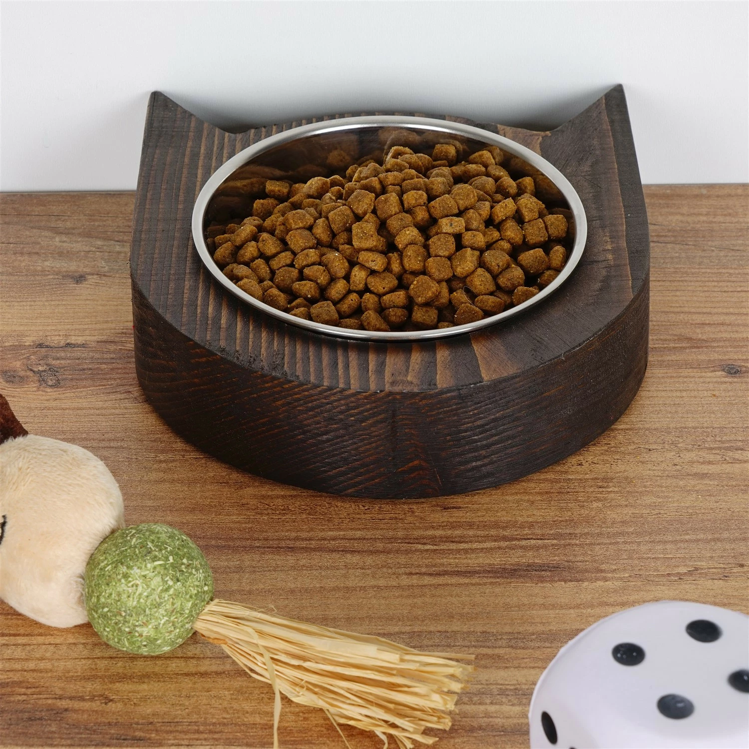 Enë ushqimi për kafshë, dru bredhi, ngjyrë arre, Hanah Home Pet011