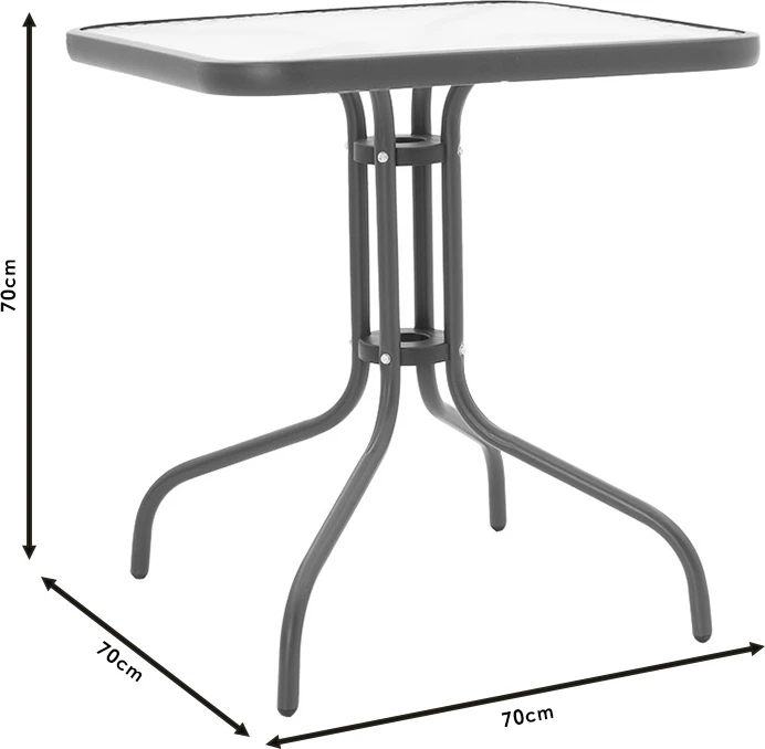 Tavolinë me karrige Watson-Confidence set prej 3 copash metal ngjyrë qymyr 70x70x70cm