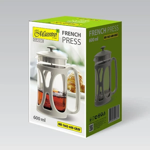 French press Maestro MR-1663, 600 ml, Gri
