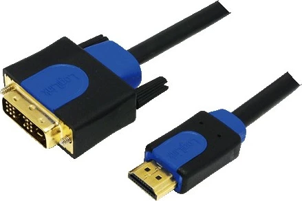 Kabllo HDMI në DVI-D LogiLink CHB3102, 2m, mashkull/mashkull, e zezë/blu