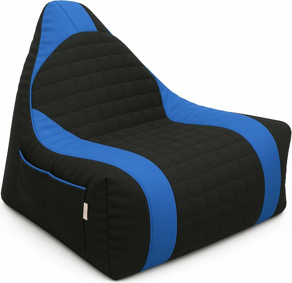 Karrige bean bag XXL për gamer, ngjyrë kaltër e zezë