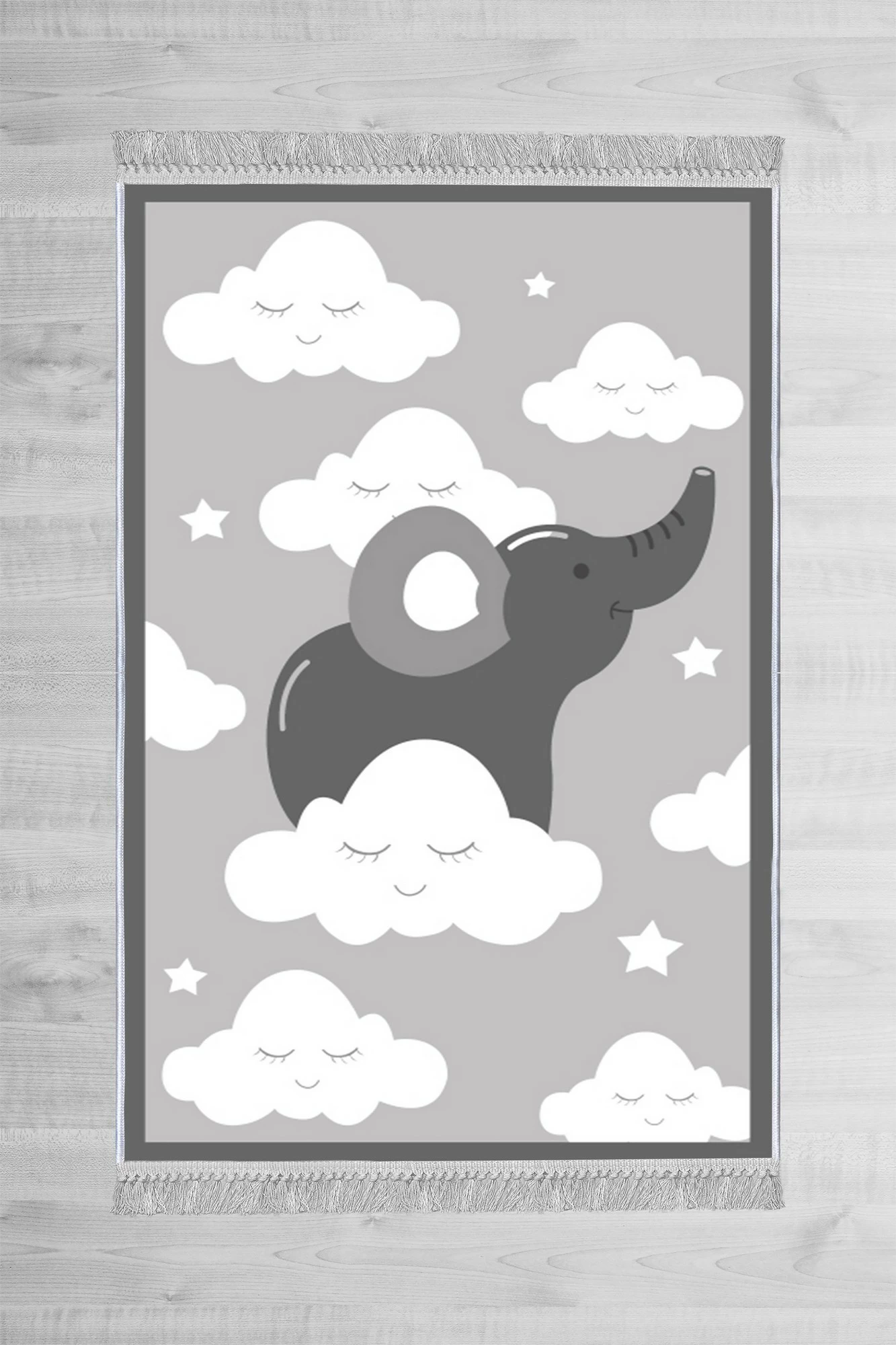 Qilim për korridor, dizajn me balenë dhe re, shumëngjyrësh, 80x150cm, ELS590