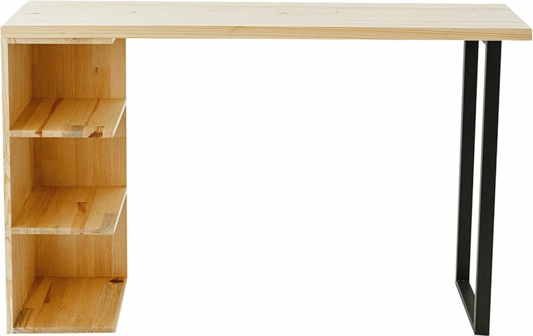 Tavolinë Bar Collins, dru pishe natyrale, 35mm, natyrale-zi, 139x29x90cm