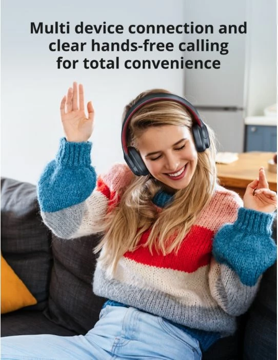 Kufje Bluetooth TaoTronics TT-BH1121, driver 40 mm, Bluetooth 5.3, 20 orë bateri, palosshme, me lidhje 3.5 mm, të zeza