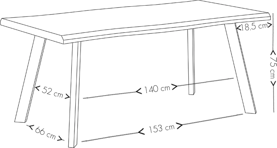 Tavolinë Brick-Urban, ngjyrë arre, 180x90x75cm