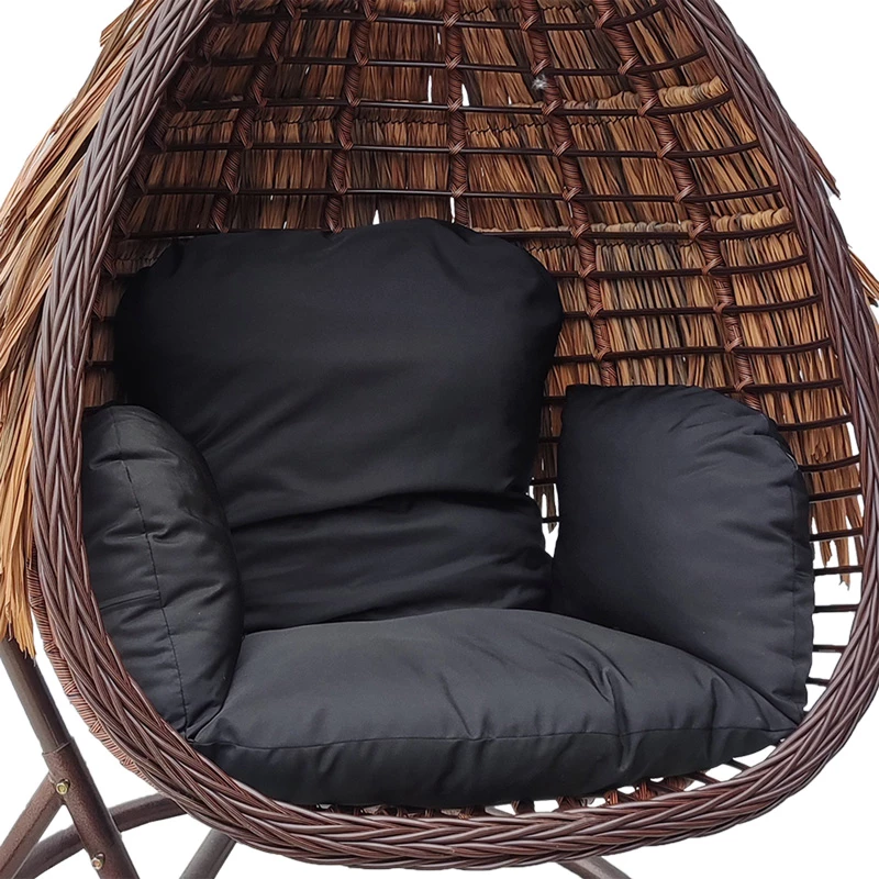 Varur folja swing nest me bazë metali ngjyrë kafe - pe rattan ngjyrë kafe - e zezë 120x105x195cm