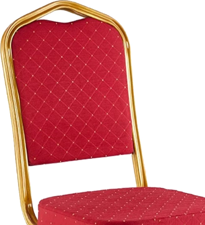 Karrige konferencash Hilton, stof i kuq, metal ngjyrë ari, 45x51x96cm